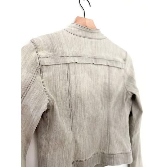 J Brand Lunar Denim Moto Jacket Medium Gray Biker Casual Baddie Punk Indie - Picture 9 of 10